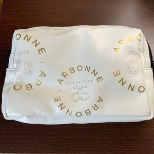 Arbonne Makeup Travel Bag White Gold Logo Brand New!!